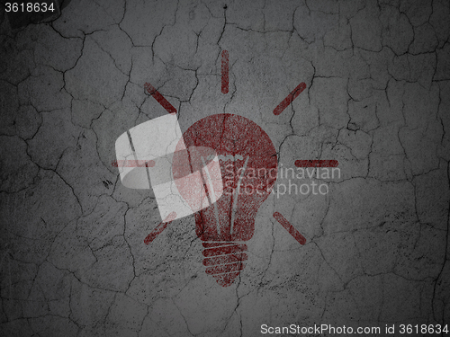 Image of Business concept: Light Bulb on grunge wall background