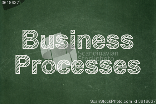 Image of Finance concept: Business Processes on chalkboard background