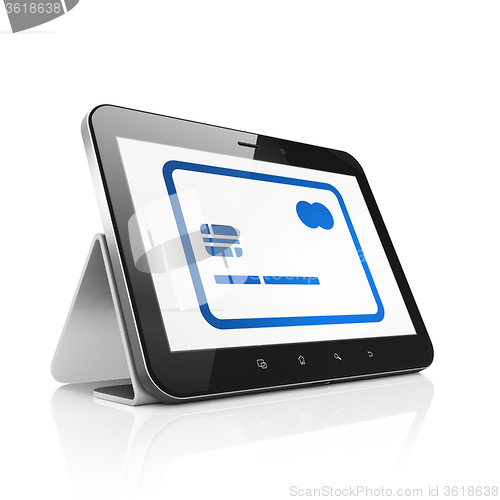 Image of Business concept: Tablet Computer with Credit Card on display