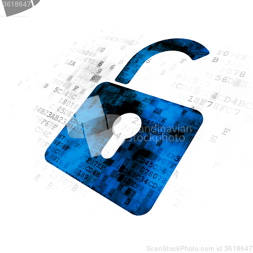 Image of Security concept: Opened Padlock on Digital background