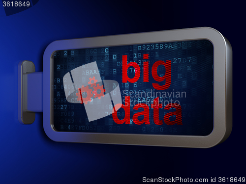 Image of Data concept: Big Data and Gears on billboard background