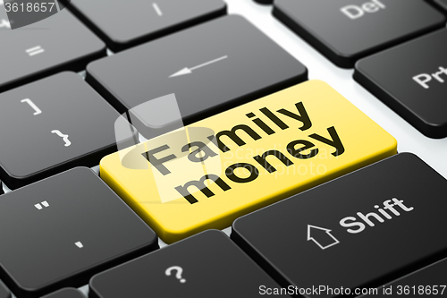 Image of Money concept: Family Money on computer keyboard background