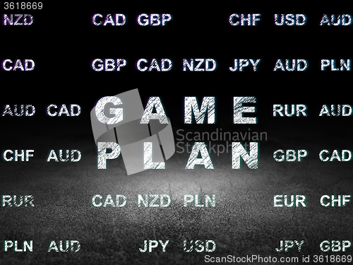 Image of Finance concept: Game Plan in grunge dark room