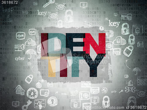 Image of Protection concept: Identity on Digital Paper background