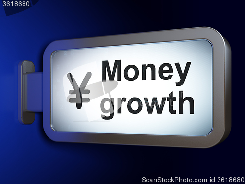 Image of Money concept: Money Growth and Yen on billboard background
