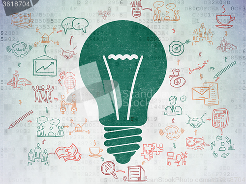 Image of Finance concept: Light Bulb on Digital Paper background