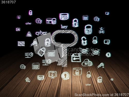 Image of Safety concept: Key in grunge dark room