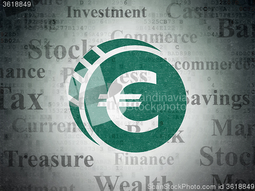 Image of Money concept: Euro Coin on Digital Paper background