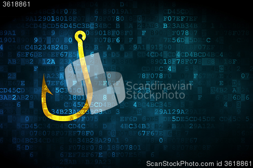 Image of Protection concept: Fishing Hook on digital background