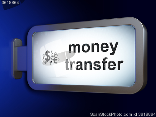 Image of Finance concept: Money Transfer and Finance Symbol on billboard background