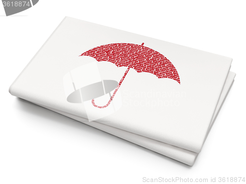 Image of Privacy concept: Umbrella on Blank Newspaper background
