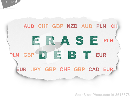 Image of Business concept: Erase Debt on Torn Paper background