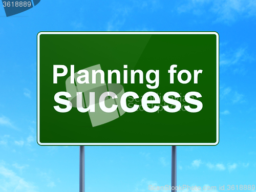 Image of Finance concept: Planning for Success on road sign background