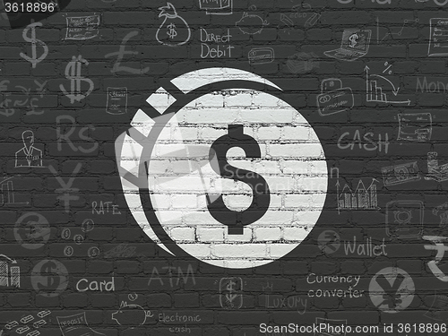 Image of Banking concept: Dollar Coin on wall background