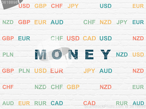 Image of Currency concept: Money on wall background