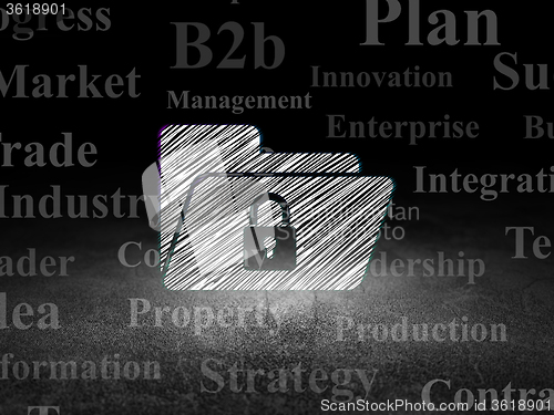 Image of Business concept: Folder With Lock in grunge dark room