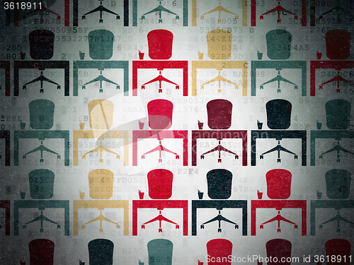 Image of Business concept: Office icons on Digital Paper background