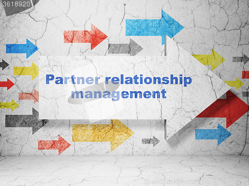 Image of Finance concept: arrow with Partner Relationship Management on grunge wall background
