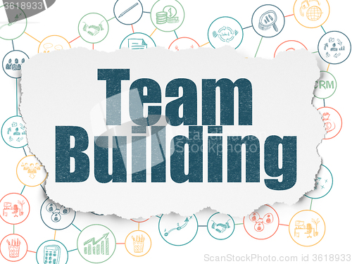 Image of Business concept: Team Building on Torn Paper background