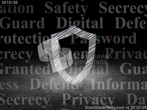 Image of Safety concept: Contoured Shield in grunge dark room
