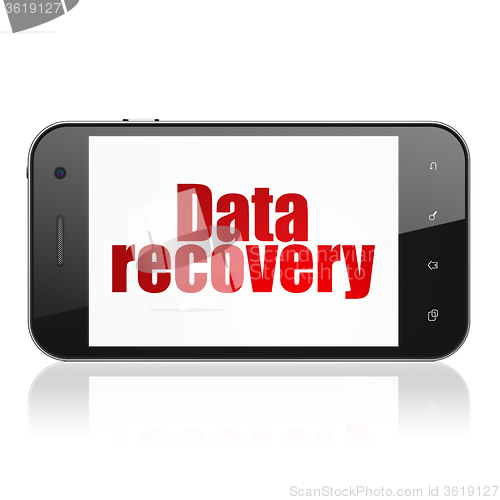 Image of Data concept: Smartphone with Data Recovery on display