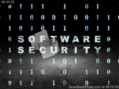 Image of Protection concept: Software Security in grunge dark room