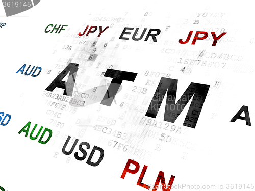 Image of Currency concept: ATM on Digital background