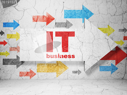 Image of Business concept: arrow with IT Business on grunge wall background
