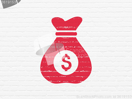 Image of Business concept: Money Bag on wall background