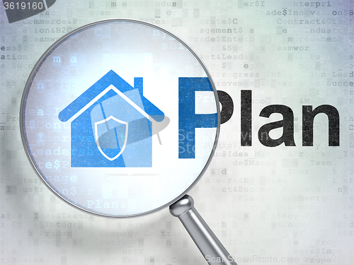 Image of Business concept: Home and Plan with optical glass