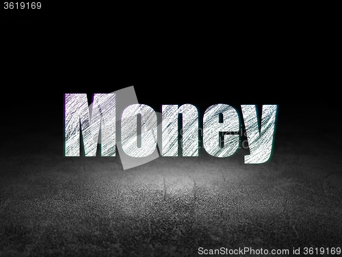 Image of Business concept: Money in grunge dark room