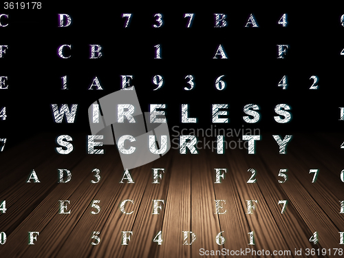Image of Safety concept: Wireless Security in grunge dark room