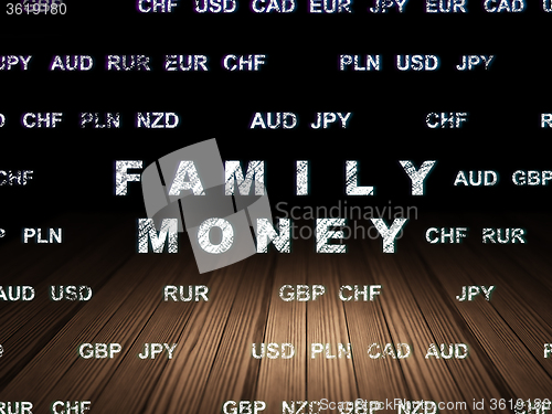 Image of Money concept: Family Money in grunge dark room