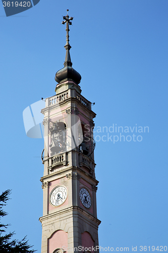 Image of in gorla     italy   the   wall  and church tower bell sunny day