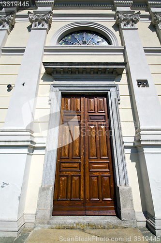 Image of  italy  sumirago church    the old  entrance   mosaic sunny  