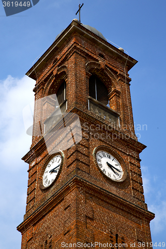 Image of santo a  and church tower bell sunny day 