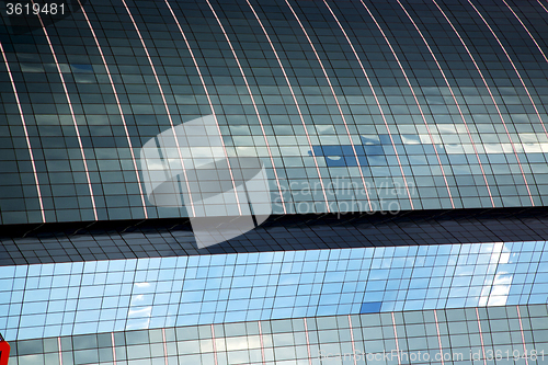 Image of glass   some blue palace skyscraper     centre  