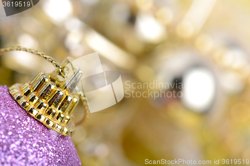 Image of Christmas background with baubles and beauty bokeh, new year concept, close up