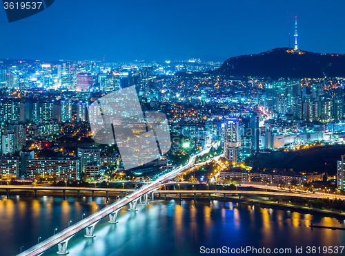 Image of Seoul, South Korea skyline at night