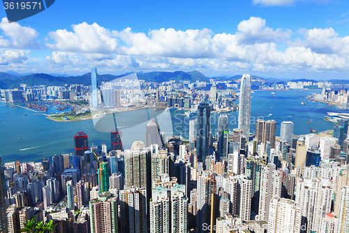 Image of Victoria Harbour, Hong Kong, shot from the Peak