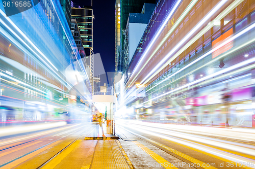 Image of Traffic in Hong Kong at night