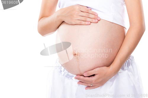 Image of Pregnant woman with white background