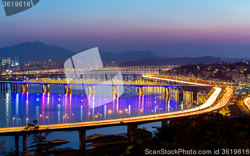 Image of Han River and Bridge in Seoul