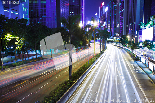 Image of Traffic in Hong Kong at night