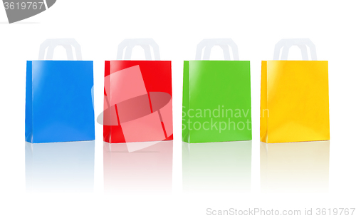 Image of many blank colorful shopping bags