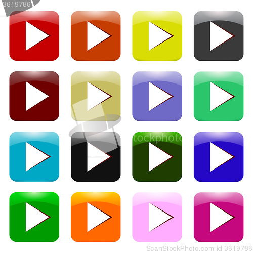 Image of Set of Colorful Play Icons