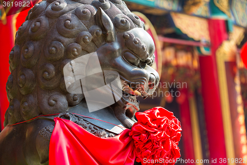Image of Lion statue in chinese temple