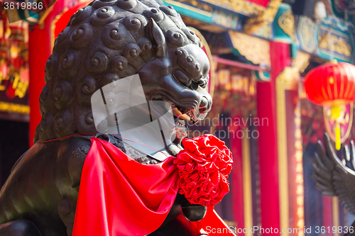 Image of Lion rock stone in Chinese temple