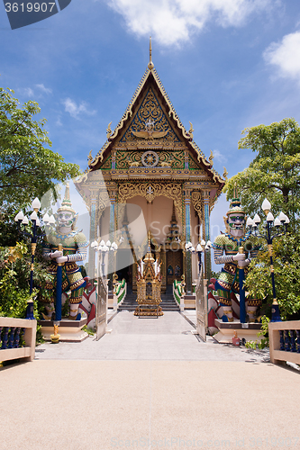 Image of Buddhist pagoda. Temple complex Wat Plai Laem on Samui island