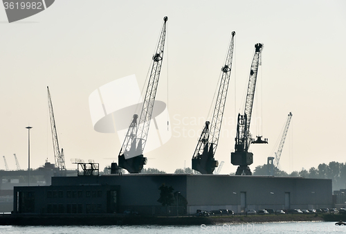 Image of sea cargo port large cranes